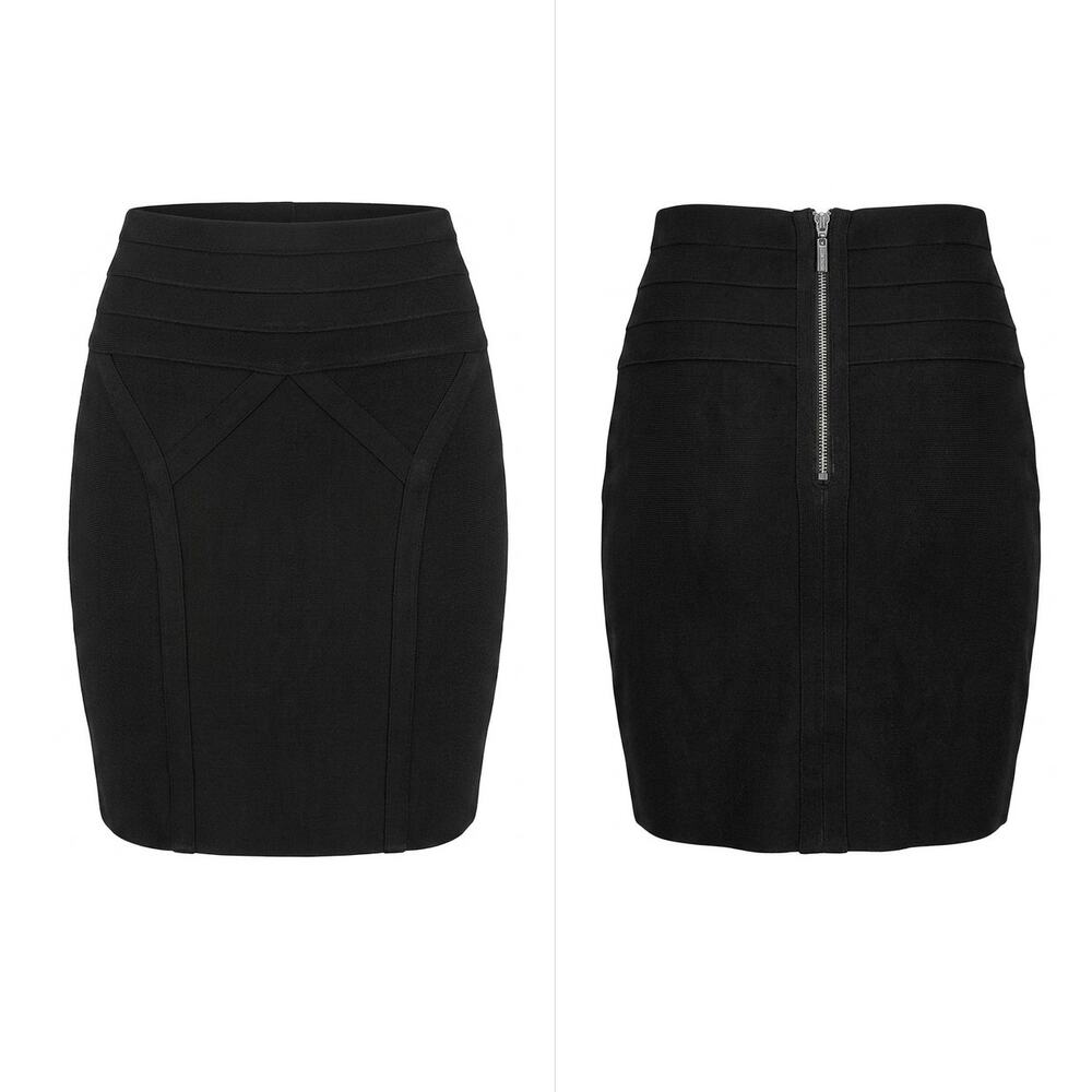 bebe Black Bandage Knit Pencil Mini Skirt Solid Women Size M